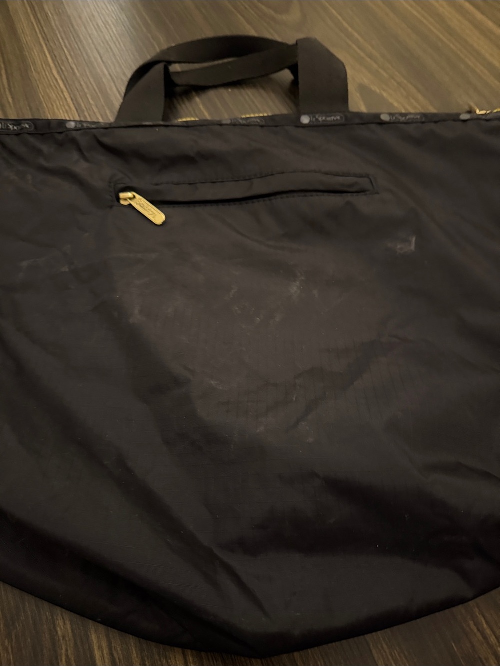 Lesportsac Black Duffel Tote with Gold Hardware